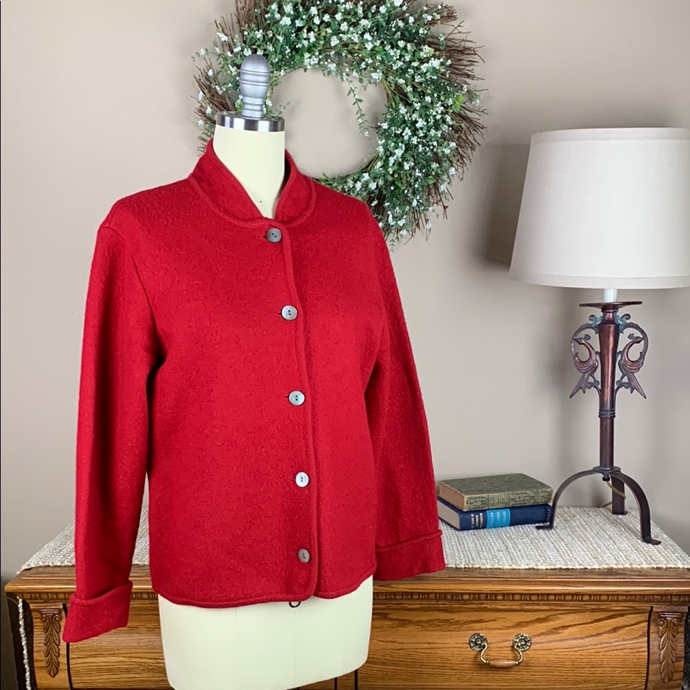 Talbots Petites Women’s Red 💯%Wool Jacket Blazer Size Petite Medium